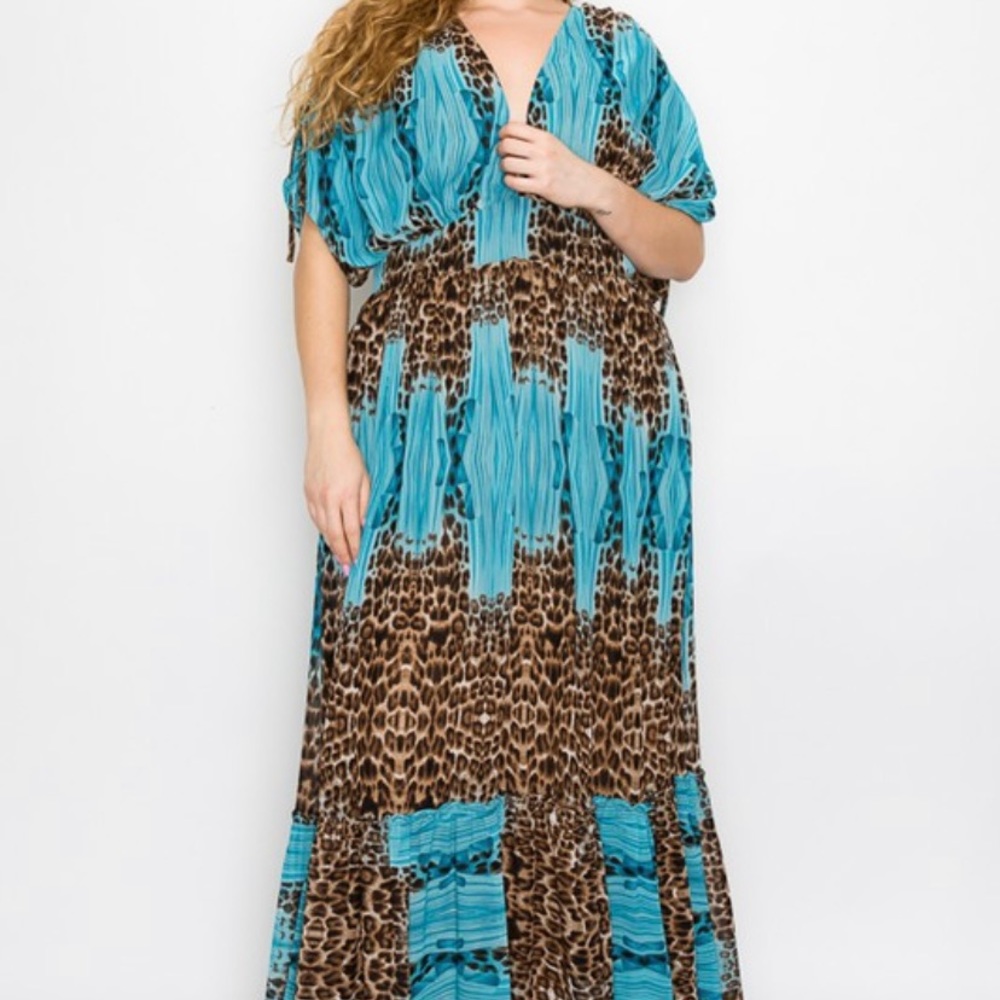 Mixed print cheetah maxi